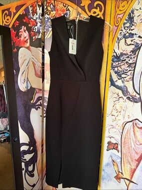 Ted Baker Black Sheath Dress - Elegant V-Neck NWT